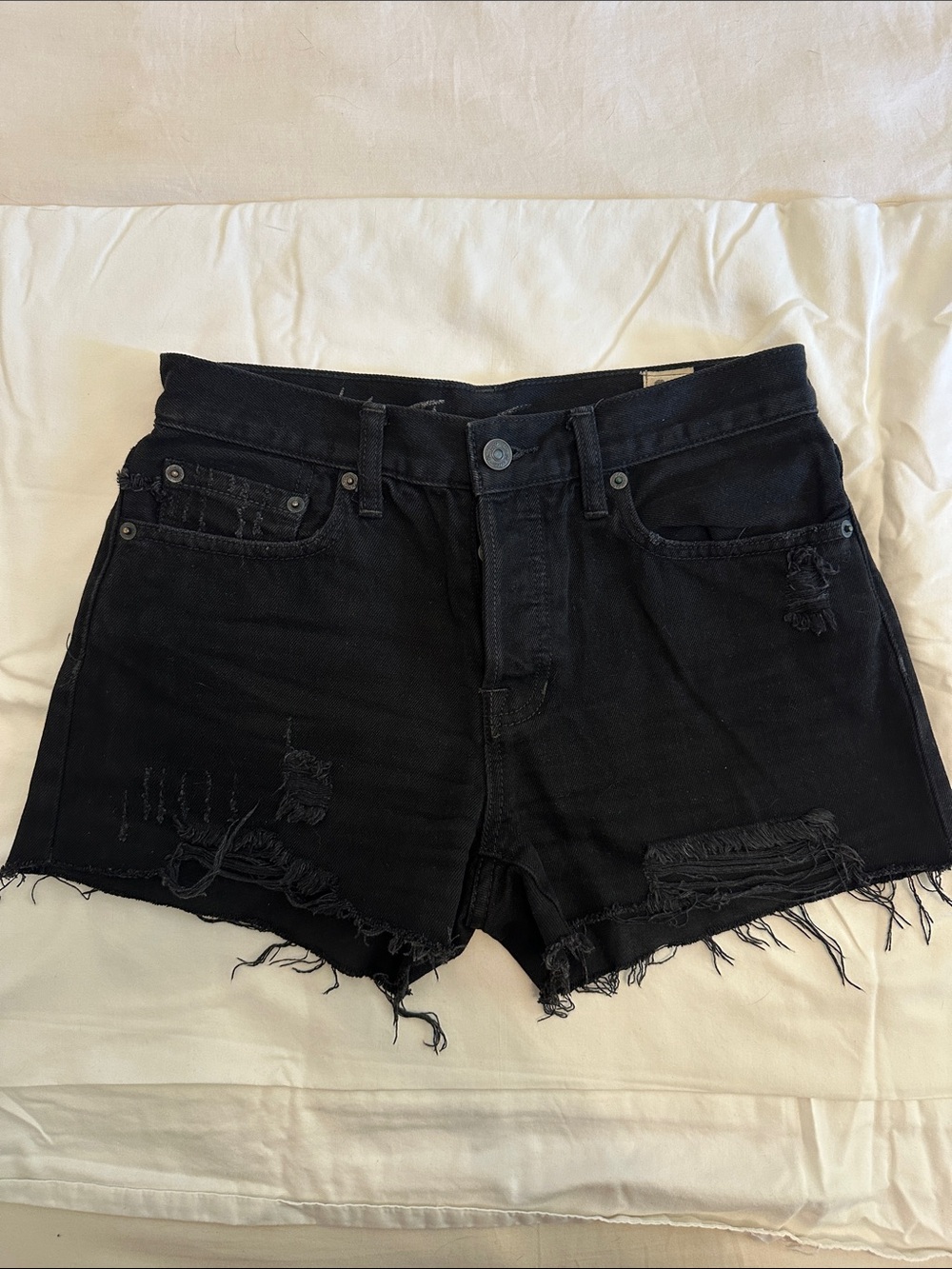 Free People Black Distressed Denim Women’s Shorts, 26